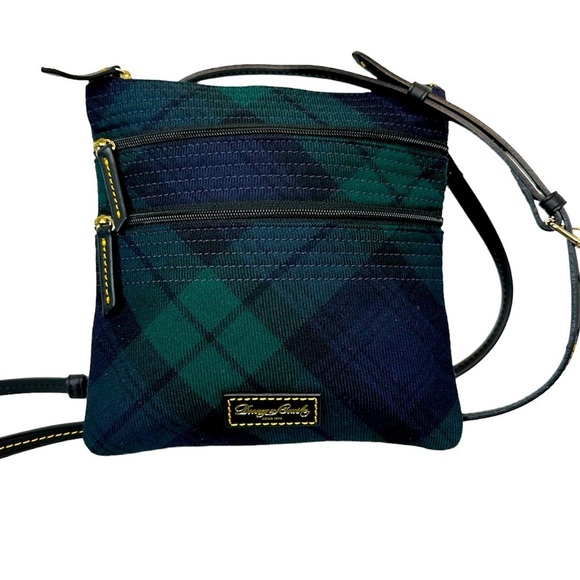 Dooney & Bourke Handbags - Dooney & Bourke Wool Tartan Crossbody Tri Zip Pocket Adjustable Strap Purse Bag
